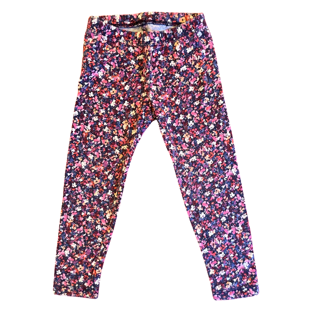 Old Navy Pink & Purple Ditsy Floral Print Leggings - 3T