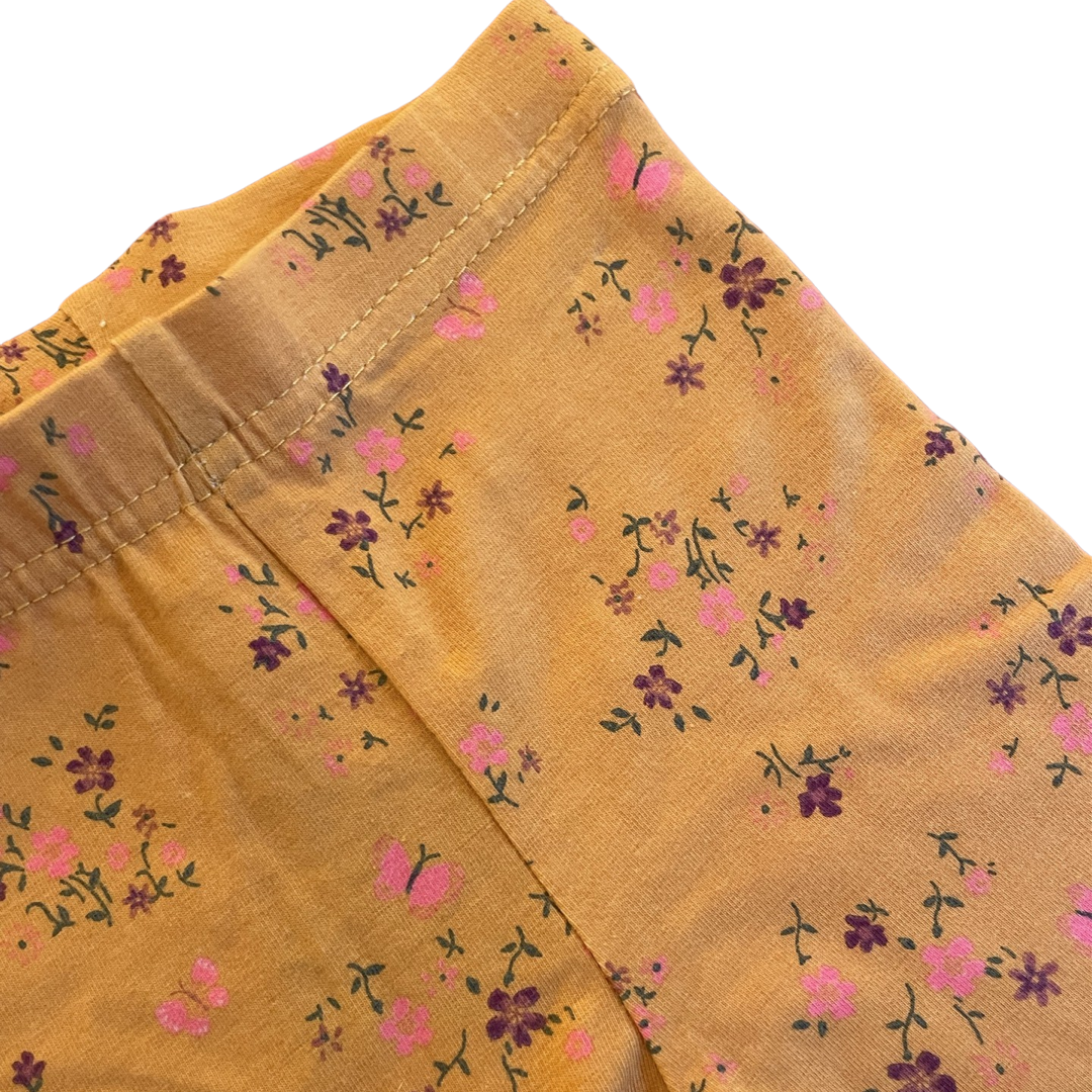 Carter's Golden Yellow Floral Leggings - 6 mo.