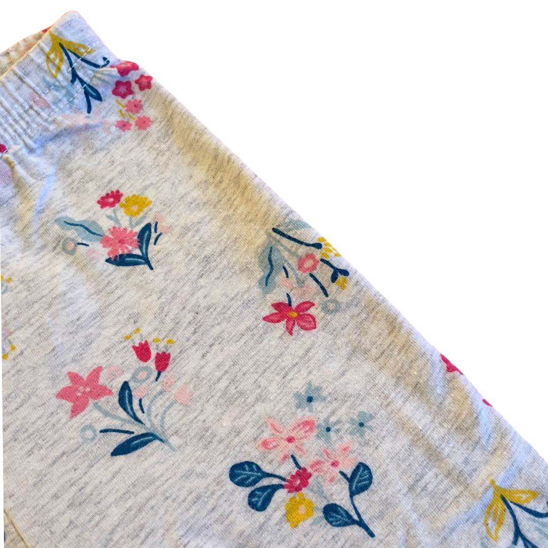 Carter's Light Gray Floral Leggings - 18 mo.