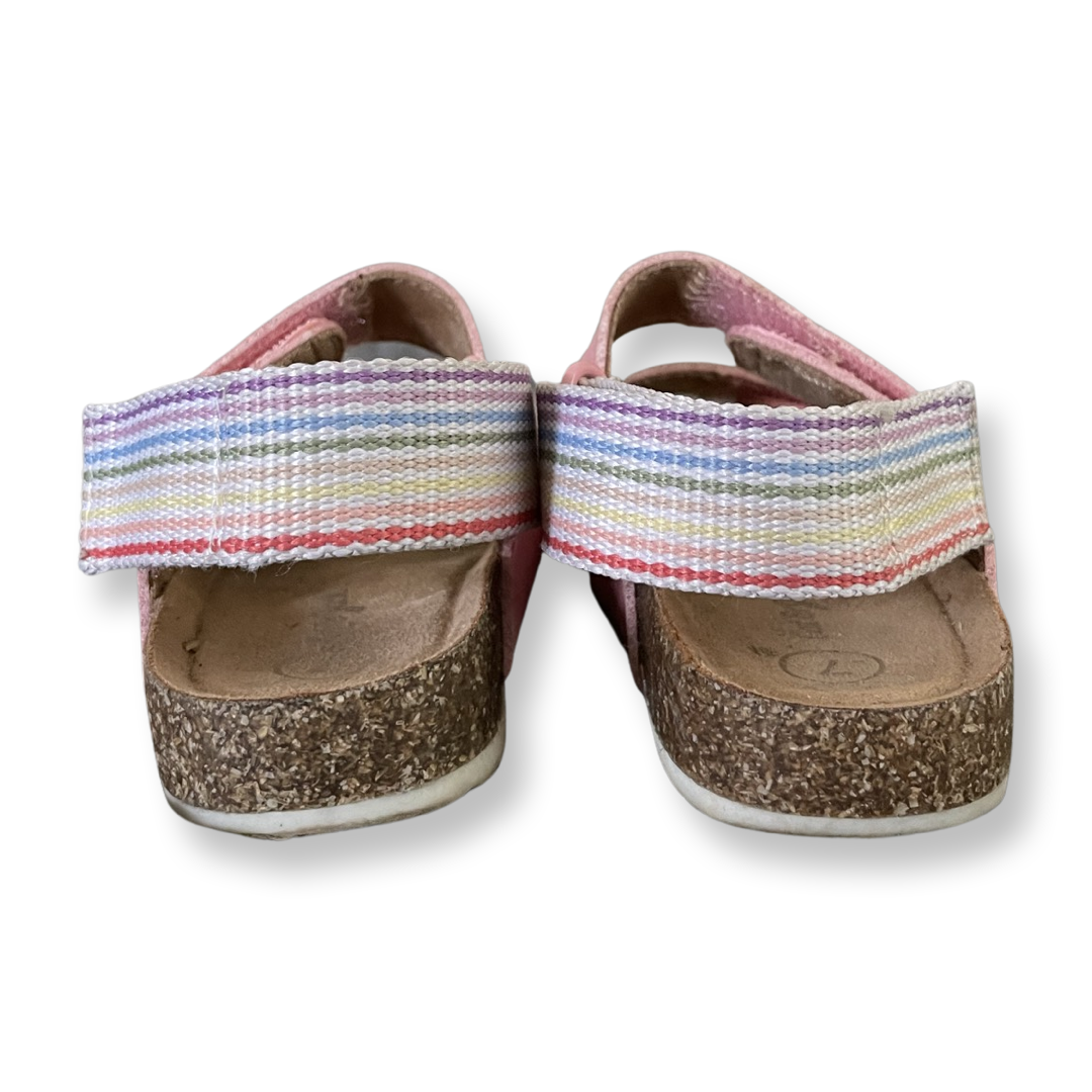 Cat & Jack Pink & Rainbow Stripe Sandals - Size 7