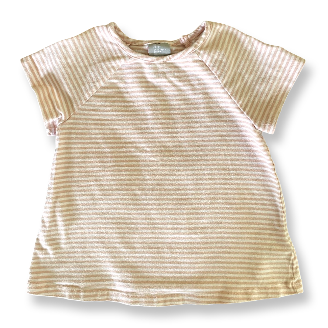 H&M Pink & White Striped T-Shirt - 3T