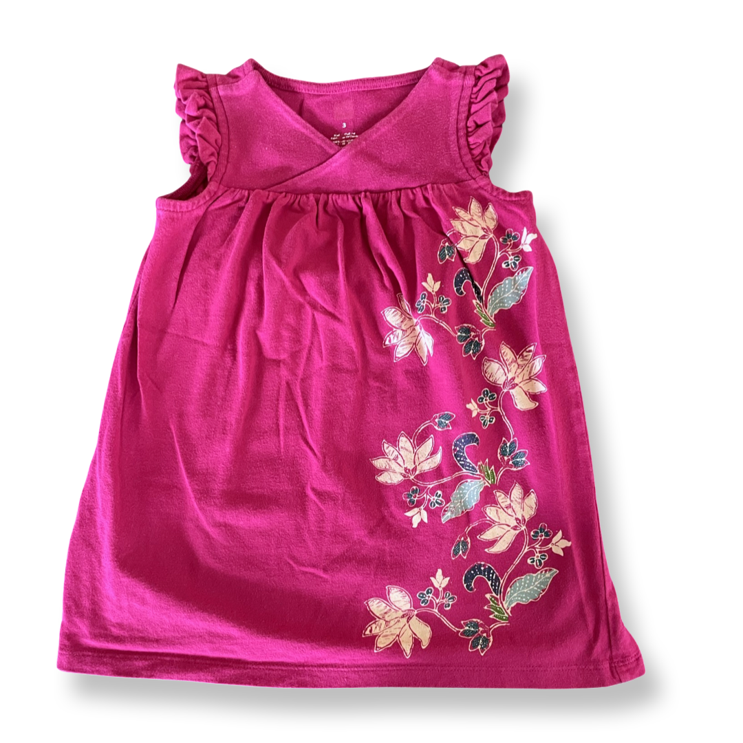 Tea Collection Fuchsia Dress with Flowers - 3T