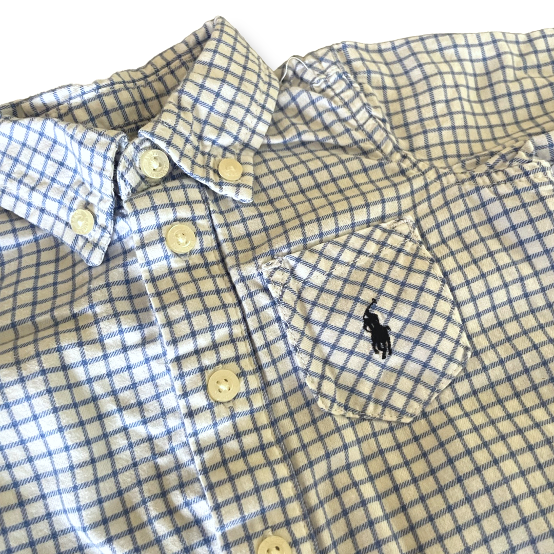 Ralph Lauren Light Blue Checked Playsuit - 3 mo.