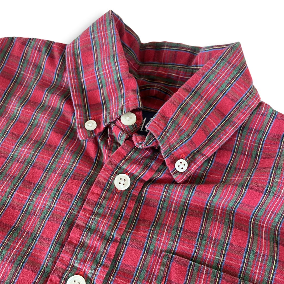 Gap Kids Red & Green Plaid Shirt - 5-6 youth