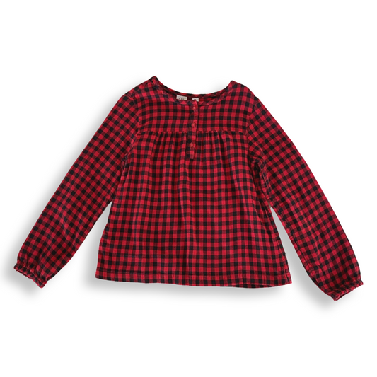 Gap Kids Buffalo Plaid Henley Flannel Blouse - 8 youth