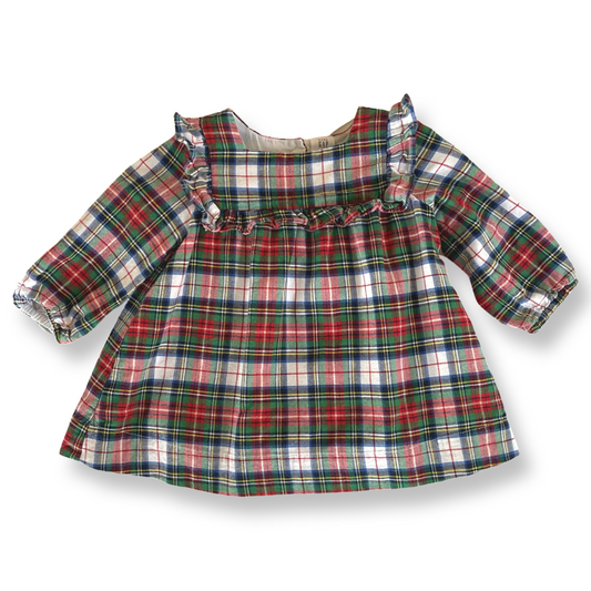 babyGap Plaid Flannel Dress w/ Gold Threads - 3-6 mo.
