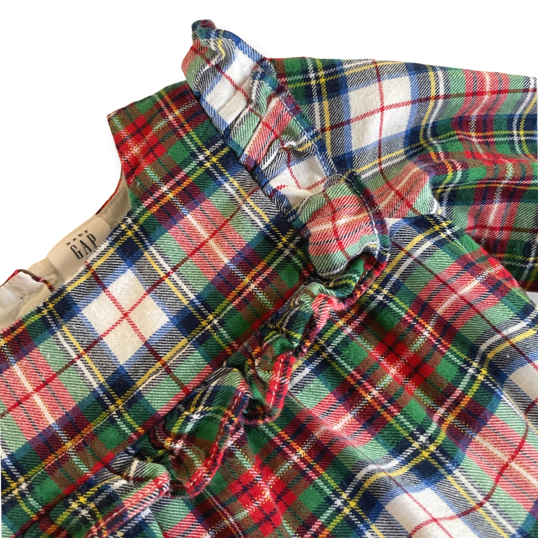 babyGap Plaid Flannel Dress w/ Gold Threads - 3-6 mo.