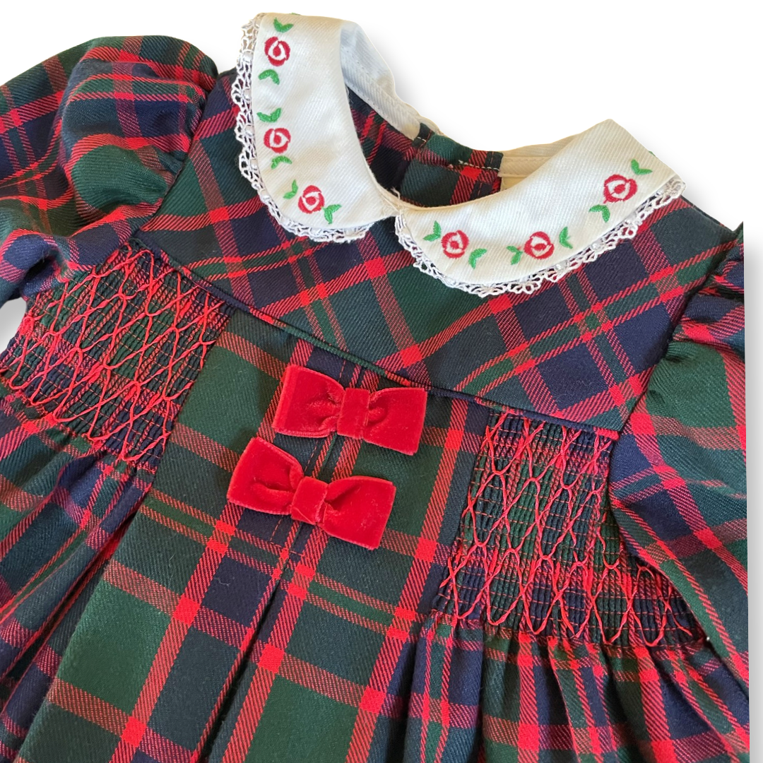 Vintage B.T. Kids Plaid Holiday Dress w/ Hat - 18 mo.