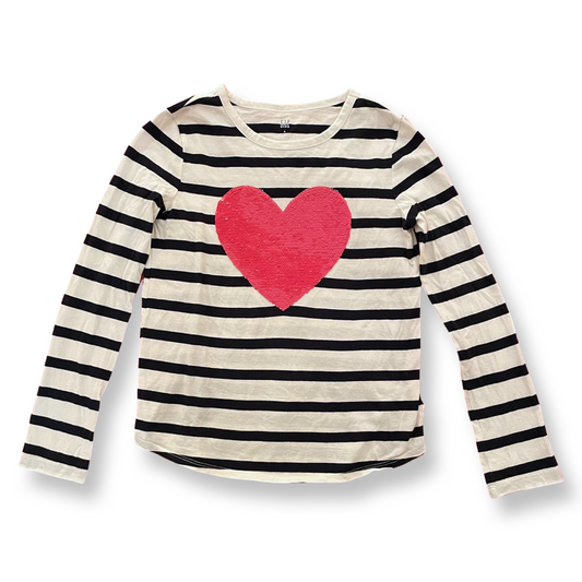Gap Kids Supersoft Stripes & Sequined Heart Top - 10 youth