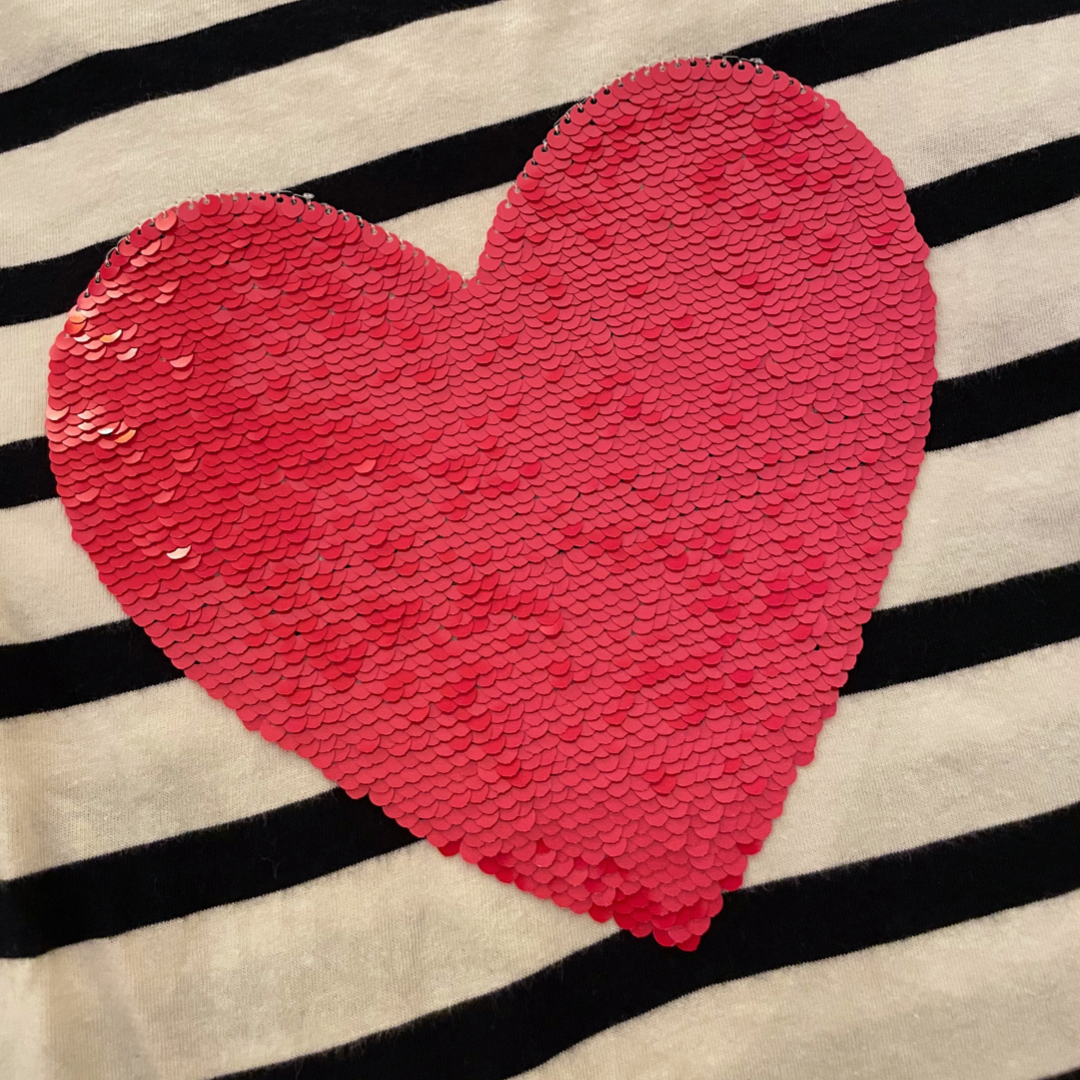 Gap Kids Supersoft Stripes & Sequined Heart Top - 10 youth