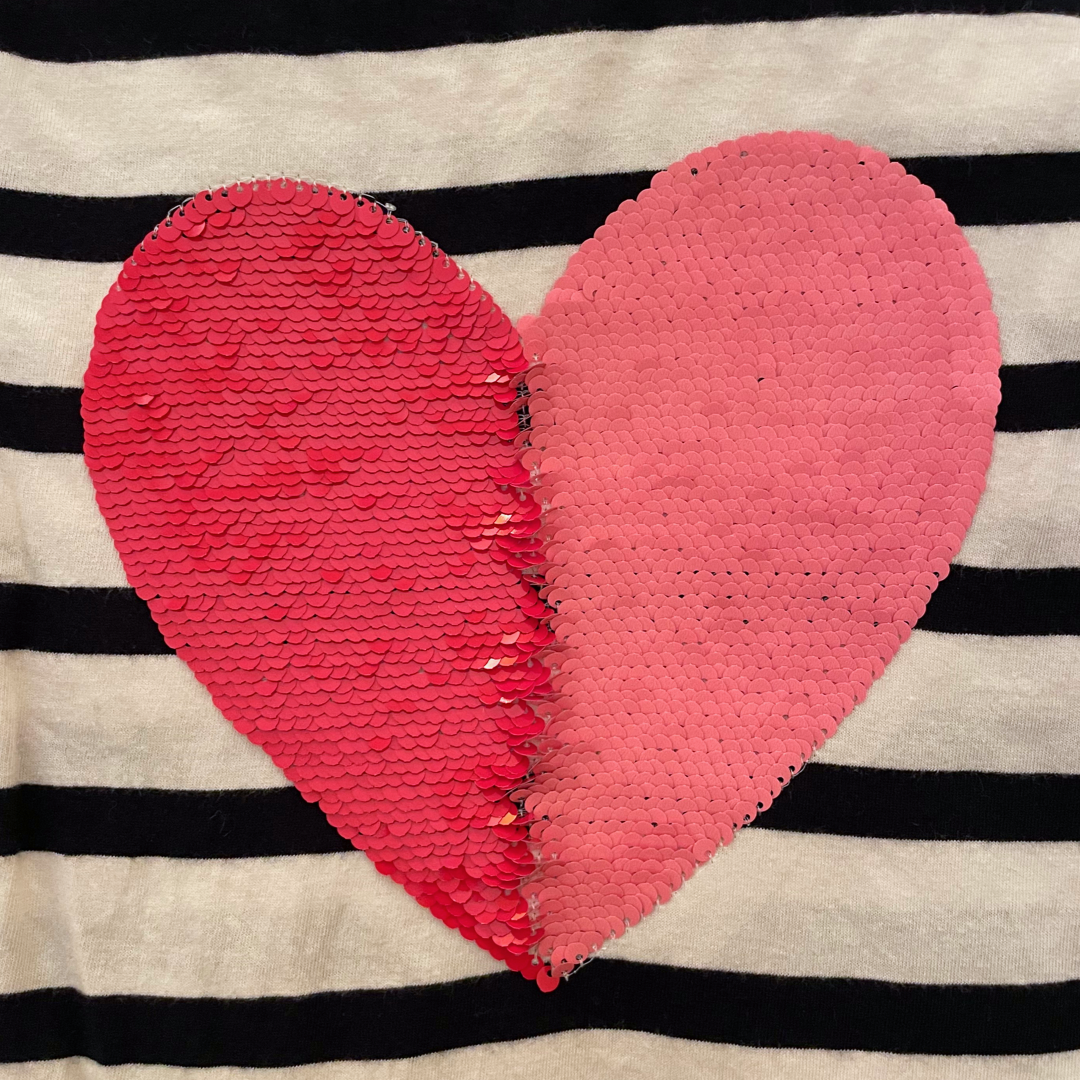 Gap Kids Supersoft Stripes & Sequined Heart Top - 10 youth