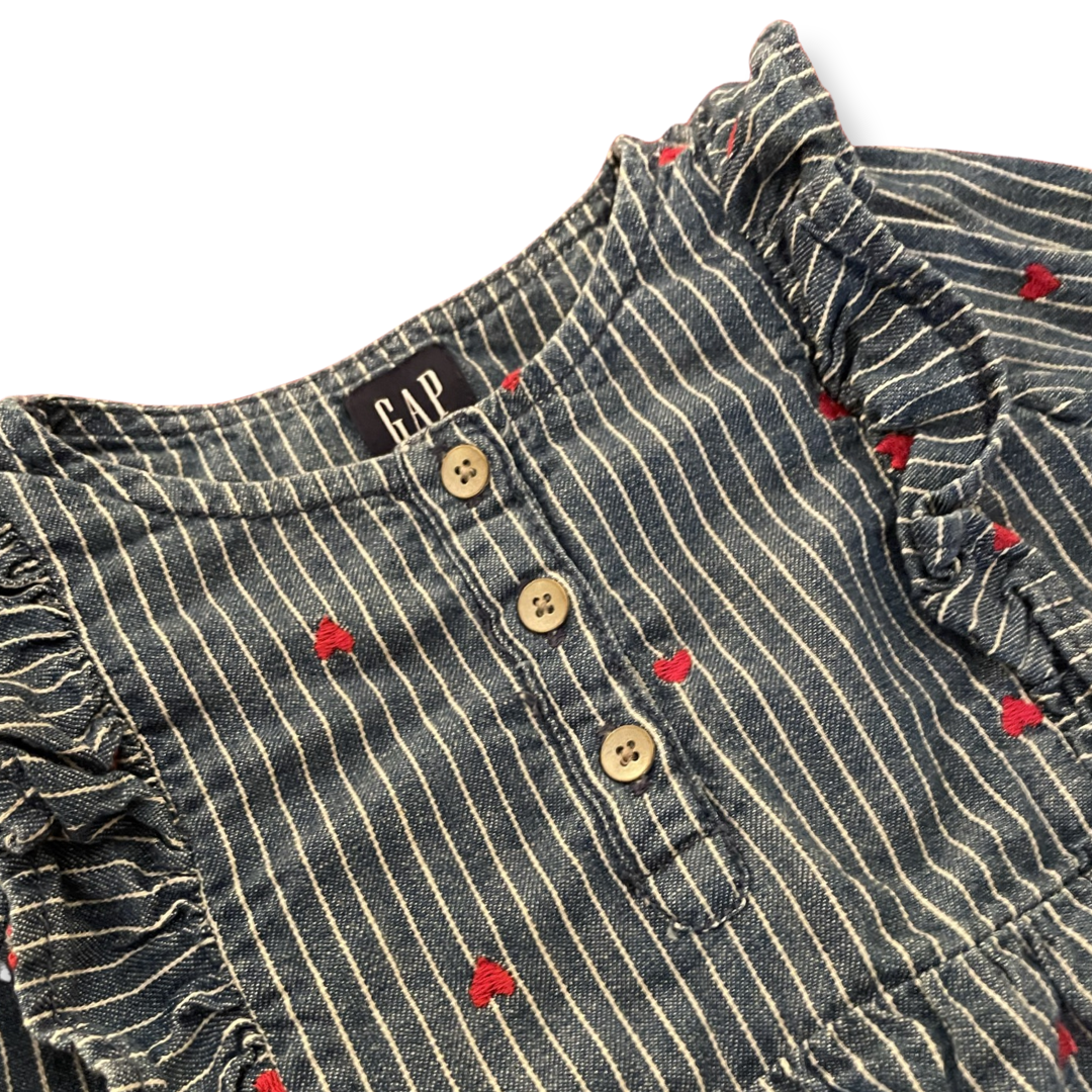 babyGap Stripes & Hearts Denim Jumpsuit - 12-18 mo.