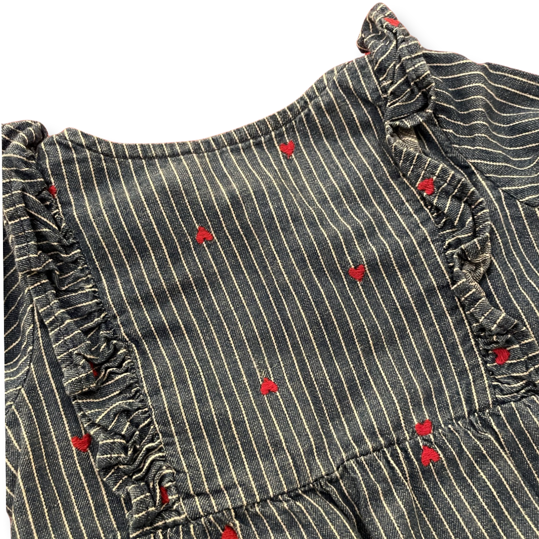babyGap Stripes & Hearts Denim Jumpsuit - 12-18 mo.