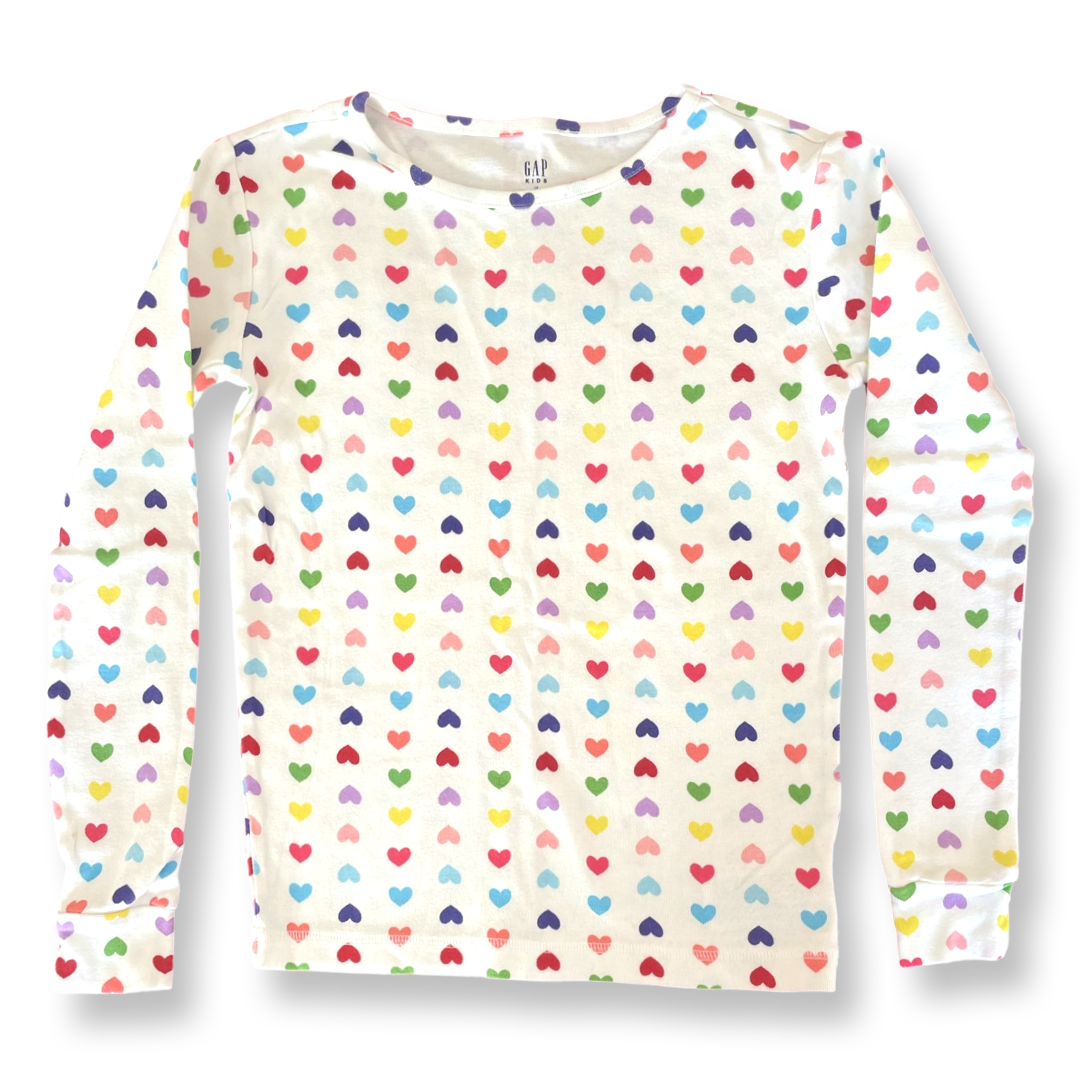 Gap Kids Colorful Hearts Pajama Top - 12 youth