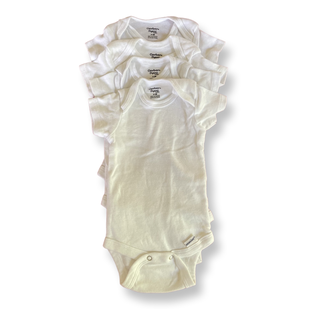 Gerber Organic White Onesies - 4 pack - 0-3 mo.