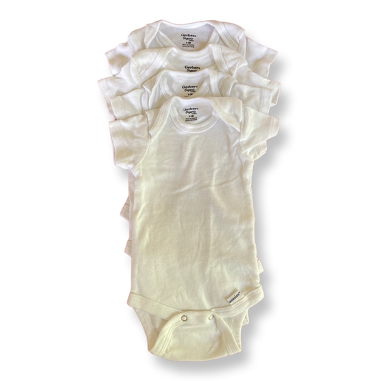 Gerber Organic White Onesies - 4 pack - 0-3 mo.
