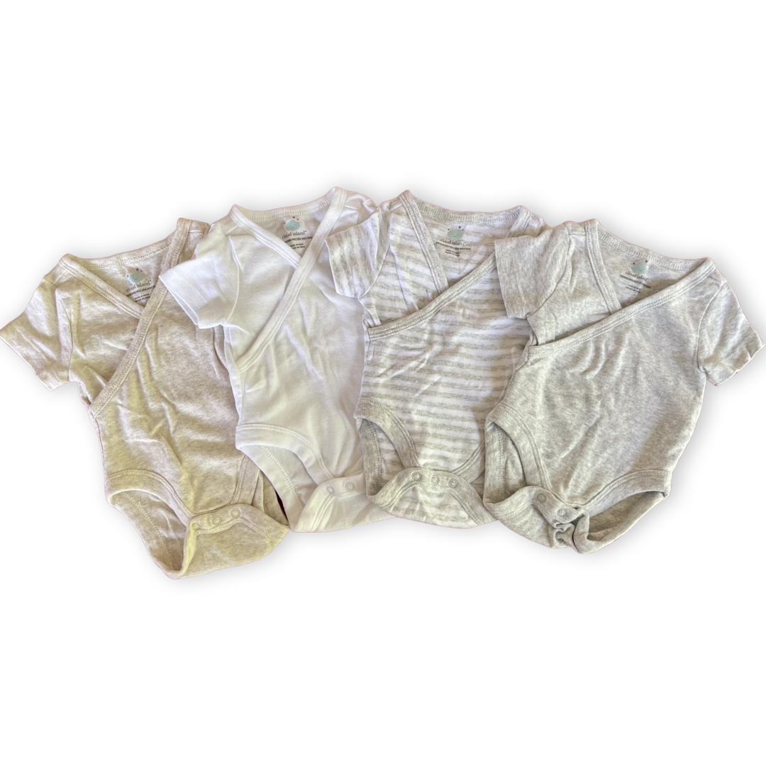 Cloud Island Cross-Chest Onesies - 4-pack - Newborn