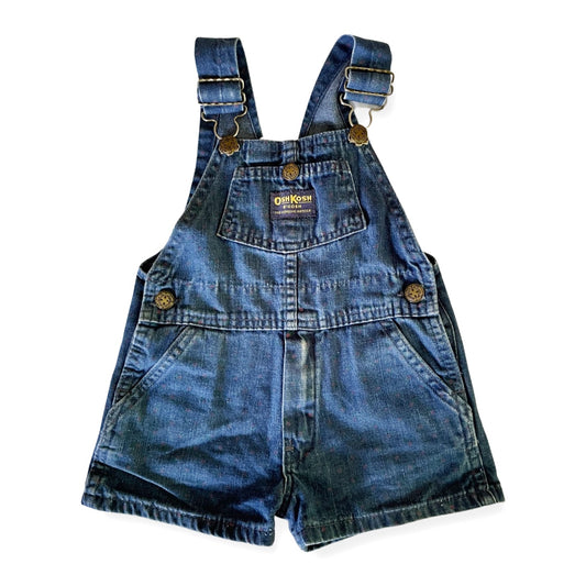 Vintage OshKosh Flower-Print Denim Shortalls - 4T