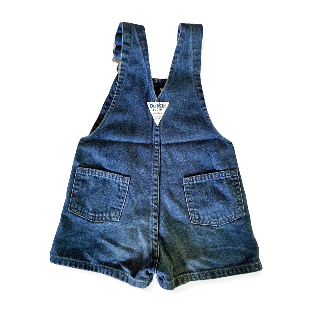 Vintage OshKosh Flower-Print Denim Shortalls - 4T