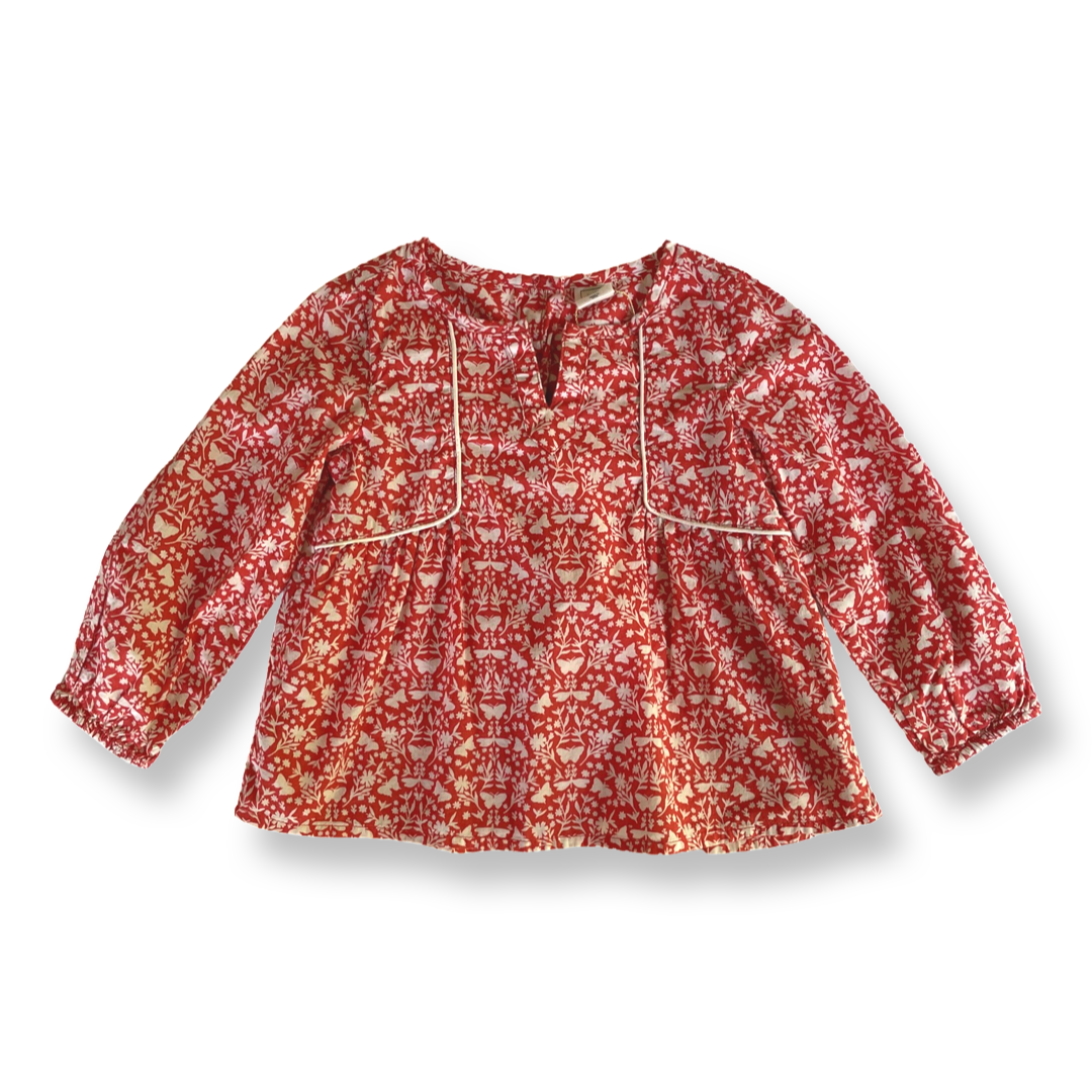 babyGap Long-Sleeve Red & White Butterfly Blouse - 2T