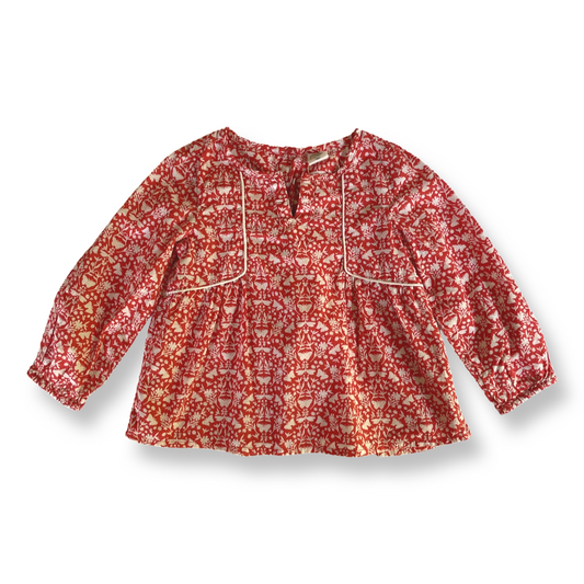 babyGap Long-Sleeve Red & White Butterfly Blouse - 2T