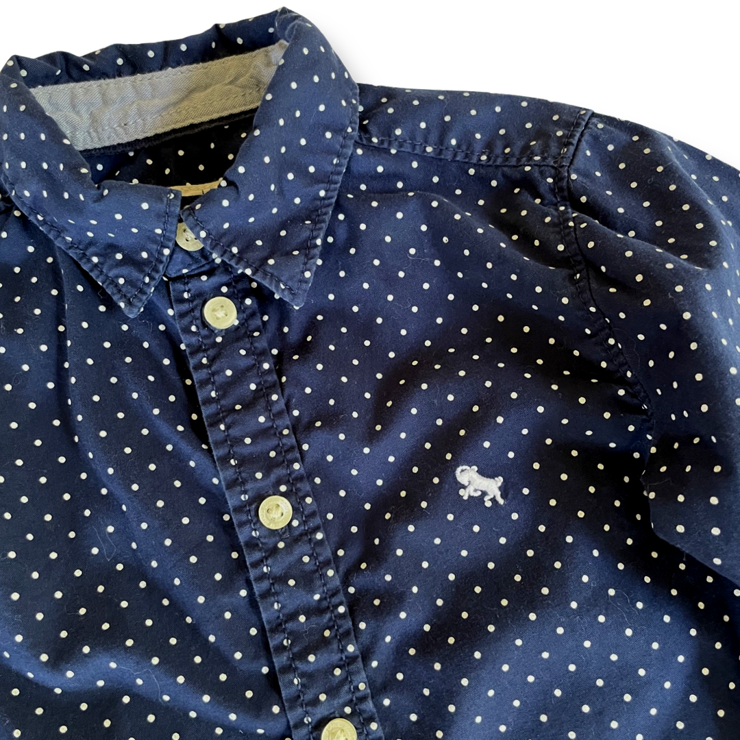 H&M L.O.G.G. Navy Polka Dot Button-Down Shirt - 2T-3T