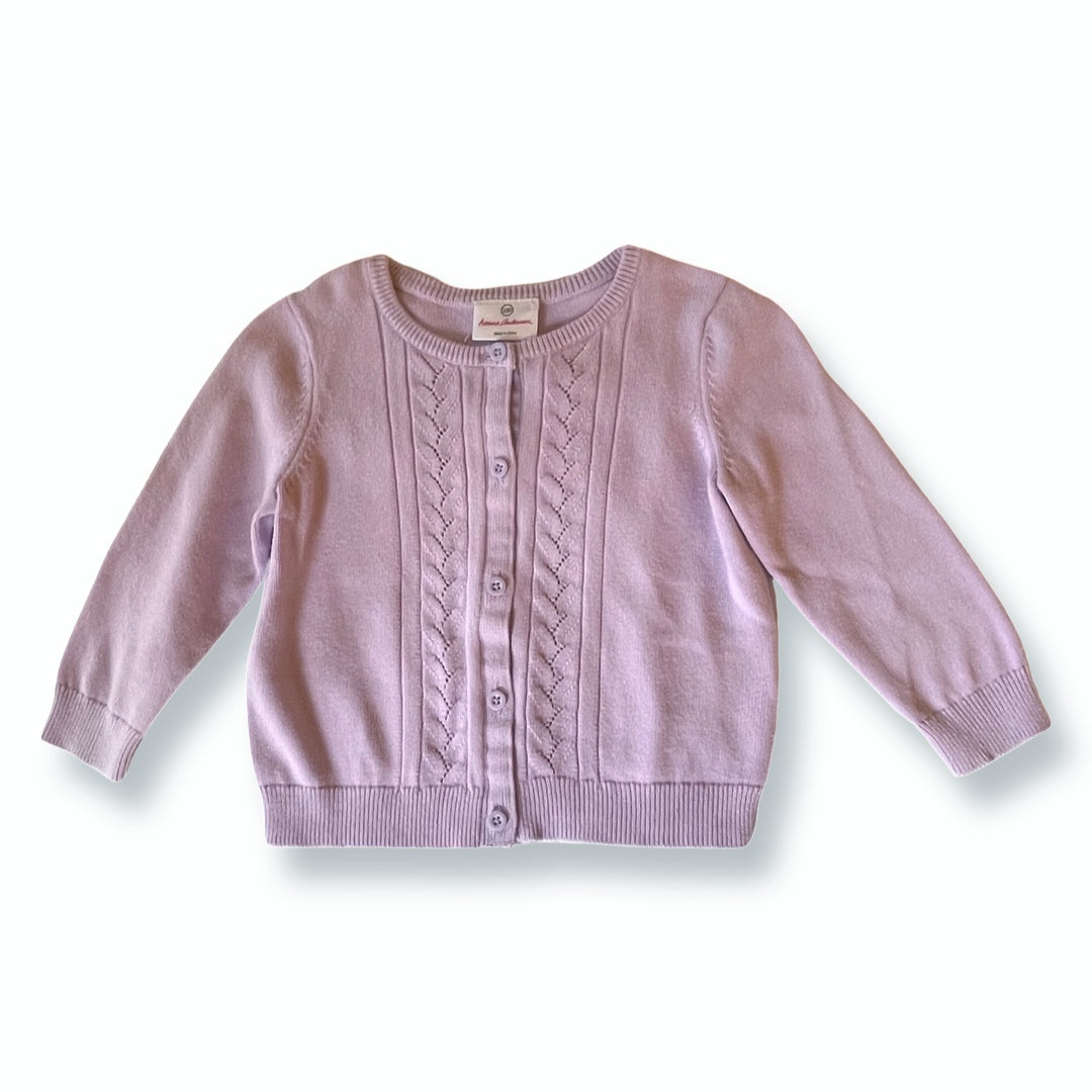 Hanna Andersson Light Purple Cable Detail Cardigan - 4T