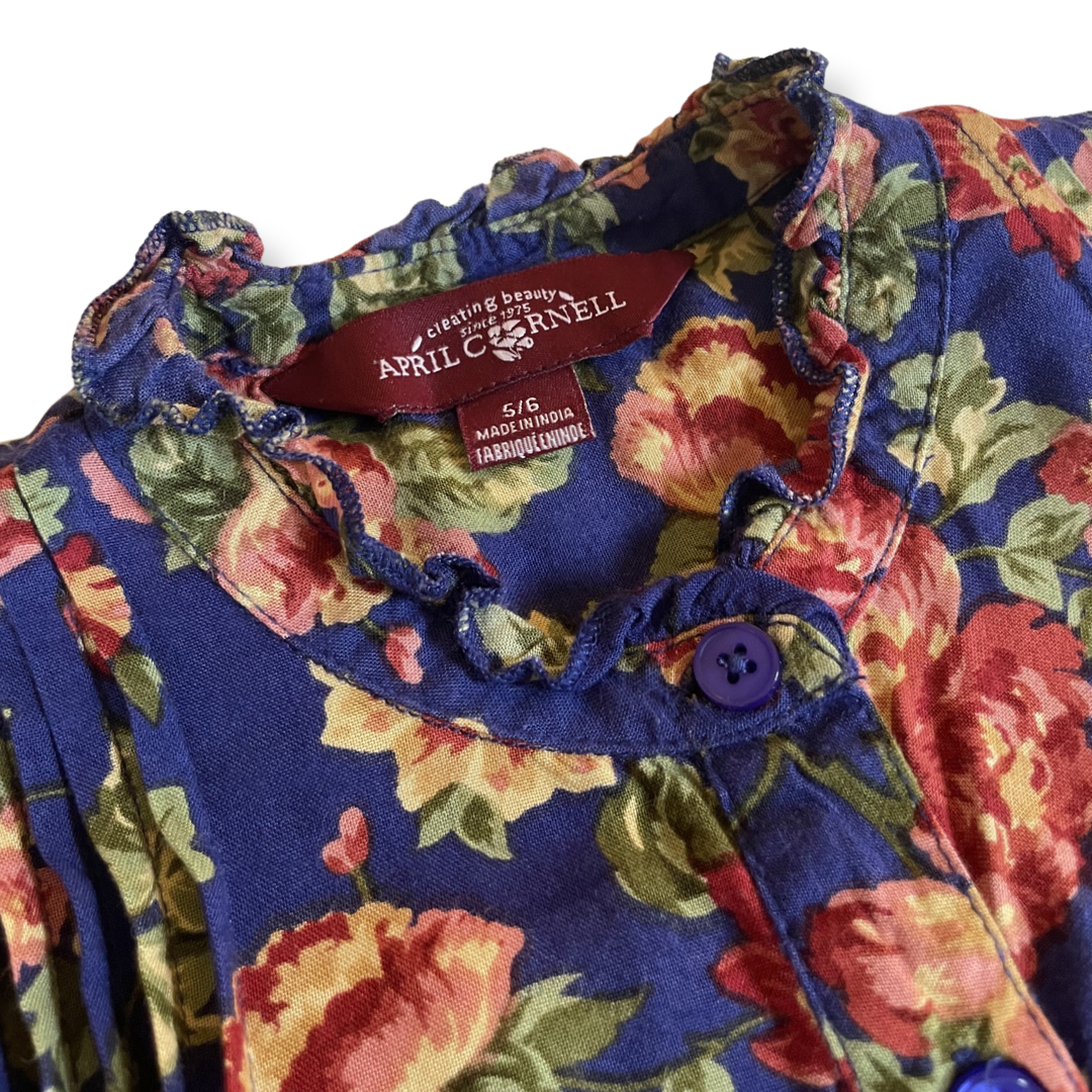 April Cornell Drop-Waist Floral Dress - 5-6 youth