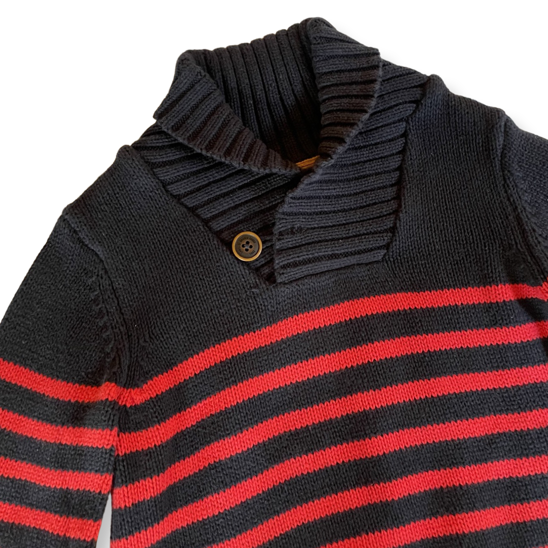 H&M L.O.G.G. Navy & Red Striped Sweater - 2T-4T
