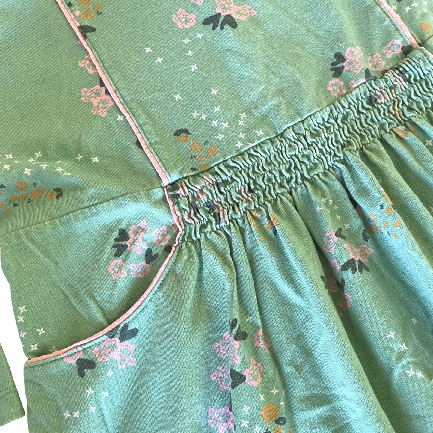 Hanna Andersson Green Floral Drop-Waist Dress - 8 Youth