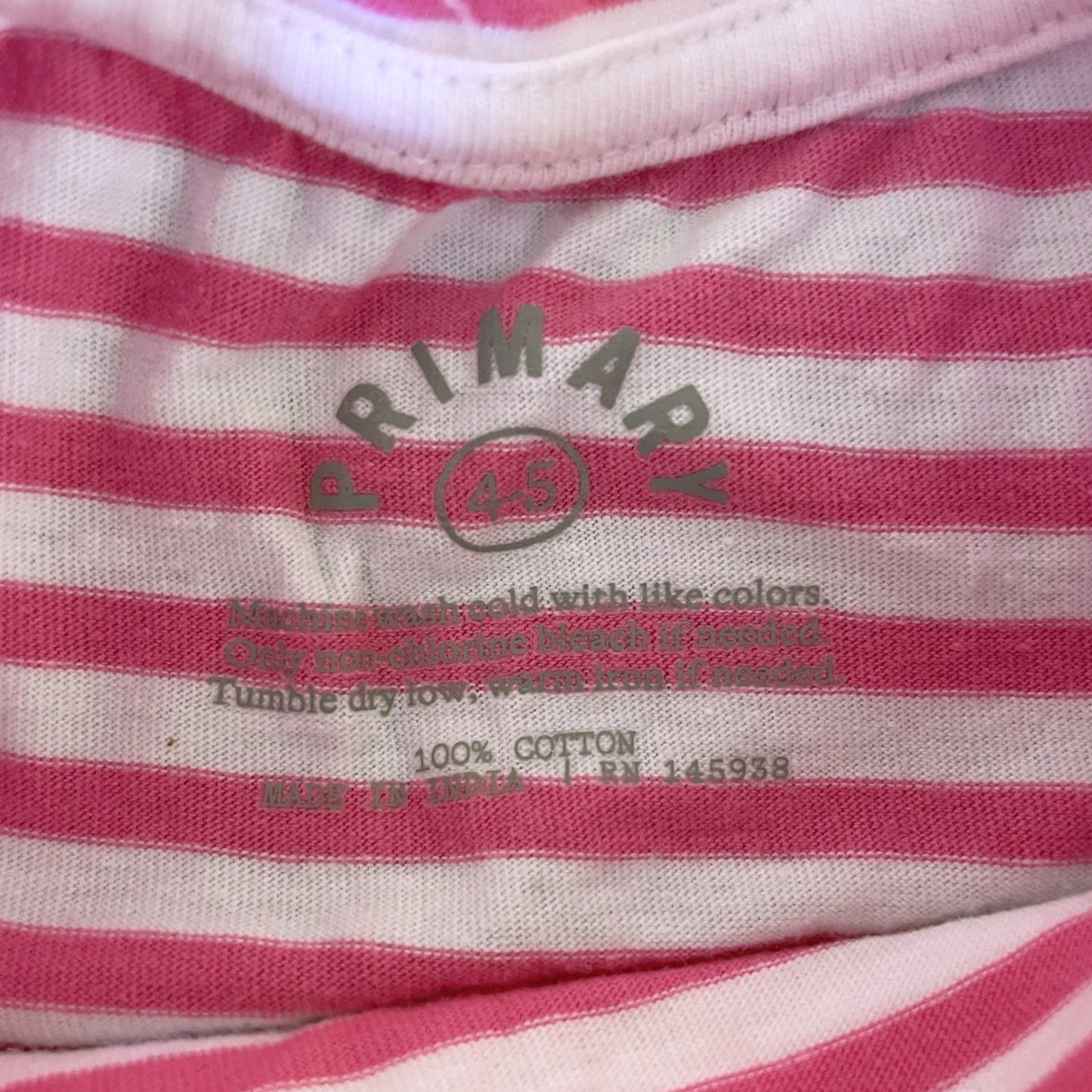 Primary Pink & White Striped Twirl Dress - 4T-5T