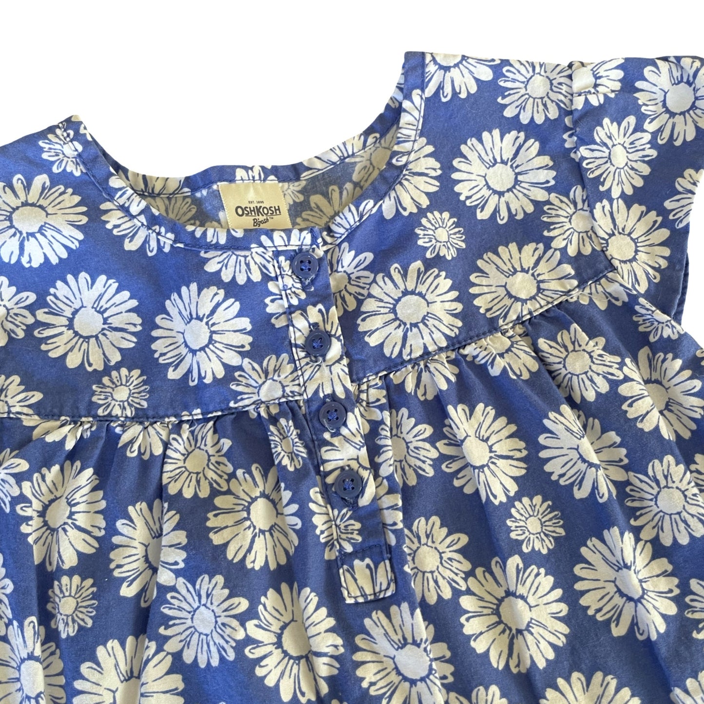 OshKosh Blue & White Floral Cotton Dress - 5 youth