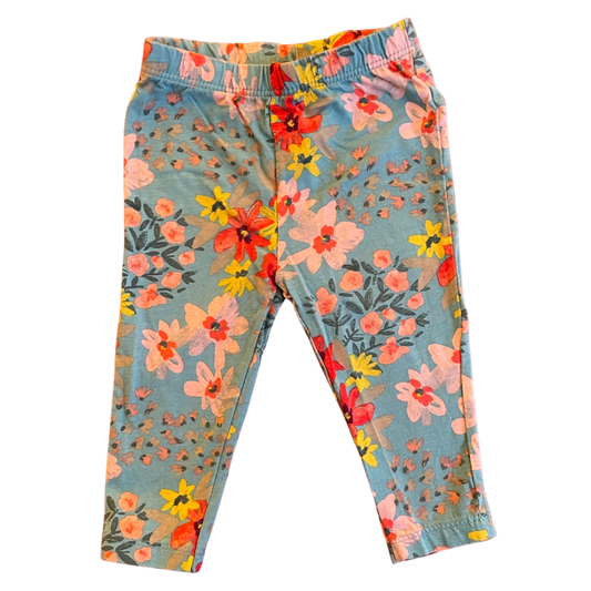 Carter's Teal w/ Floral Leggings - 6 mo.