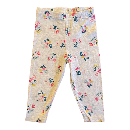 Carter's Light Gray Floral Leggings - 18 mo.