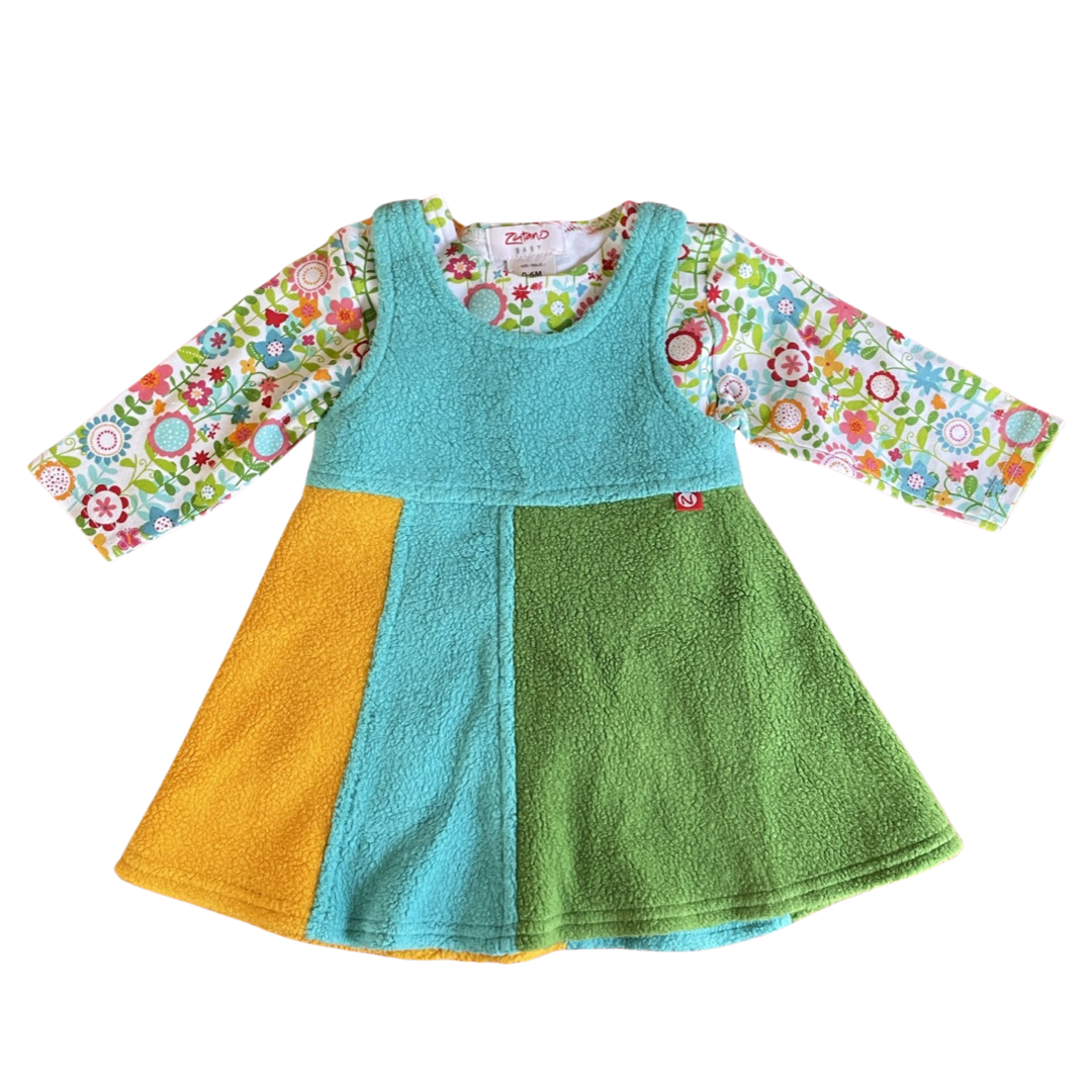 Zutano Floral Shirt & Colorblock Fleece Jumper, 2-piece set - 0-6 mo.