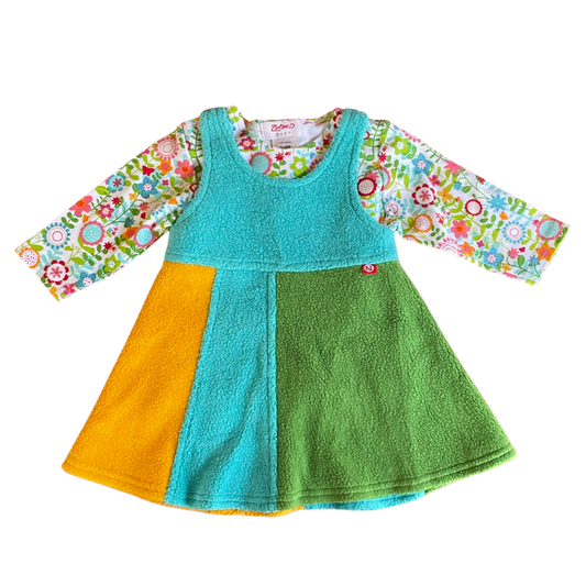 Zutano Floral Shirt & Colorblock Fleece Jumper, 2-piece set - 0-6 mo.