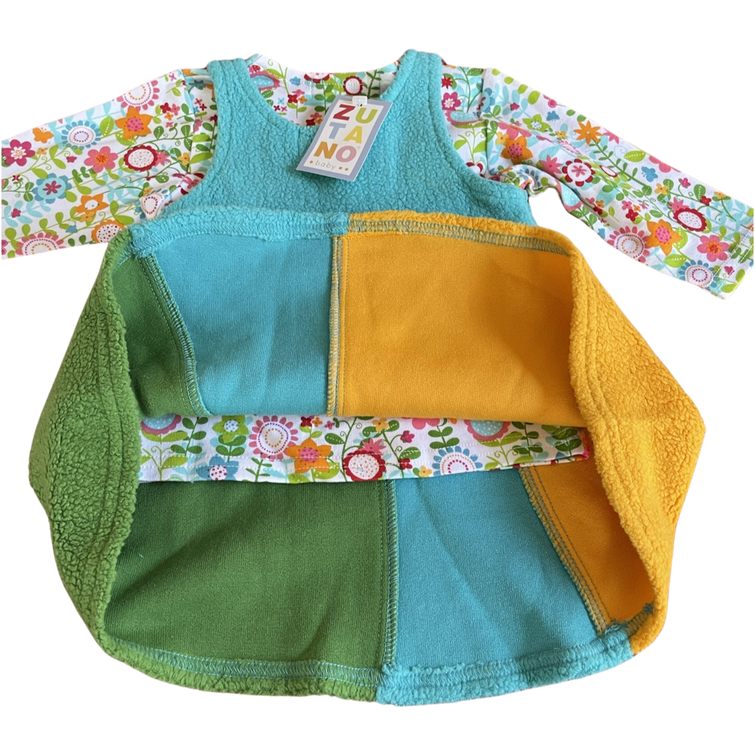 Zutano Floral Shirt & Colorblock Fleece Jumper, 2-piece set - 0-6 mo.