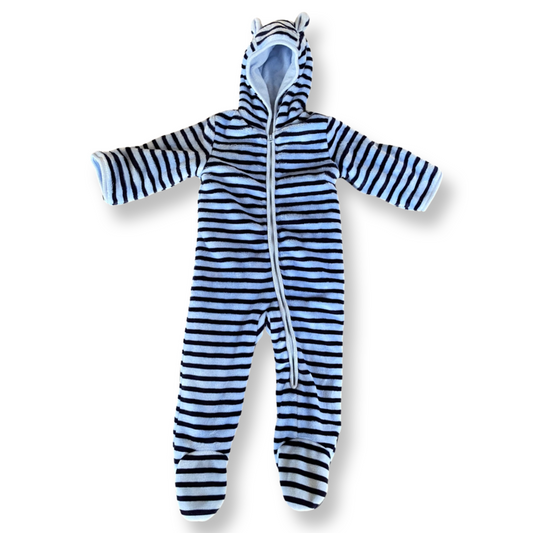 The Children's Place Blue Striped Fleece Bunting - 12-18 mo.