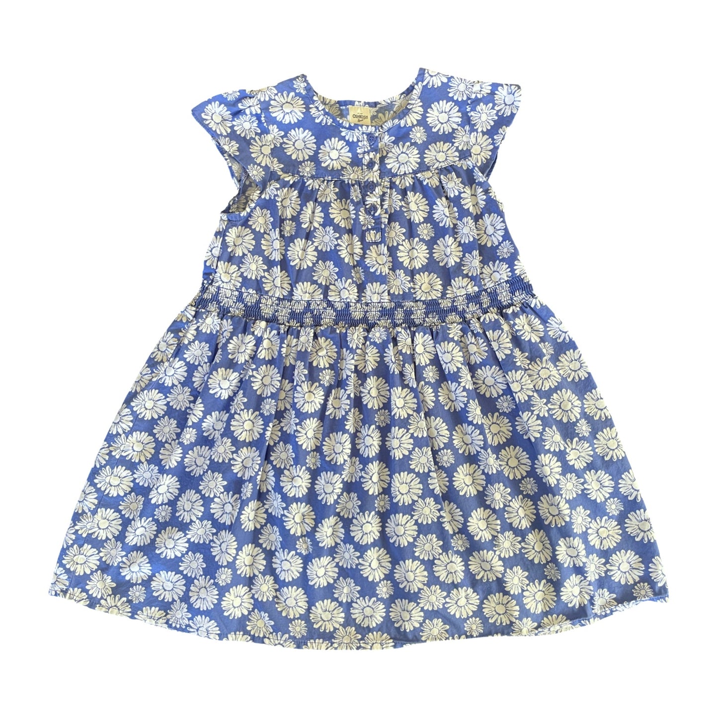 OshKosh Blue & White Floral Cotton Dress - 5 youth