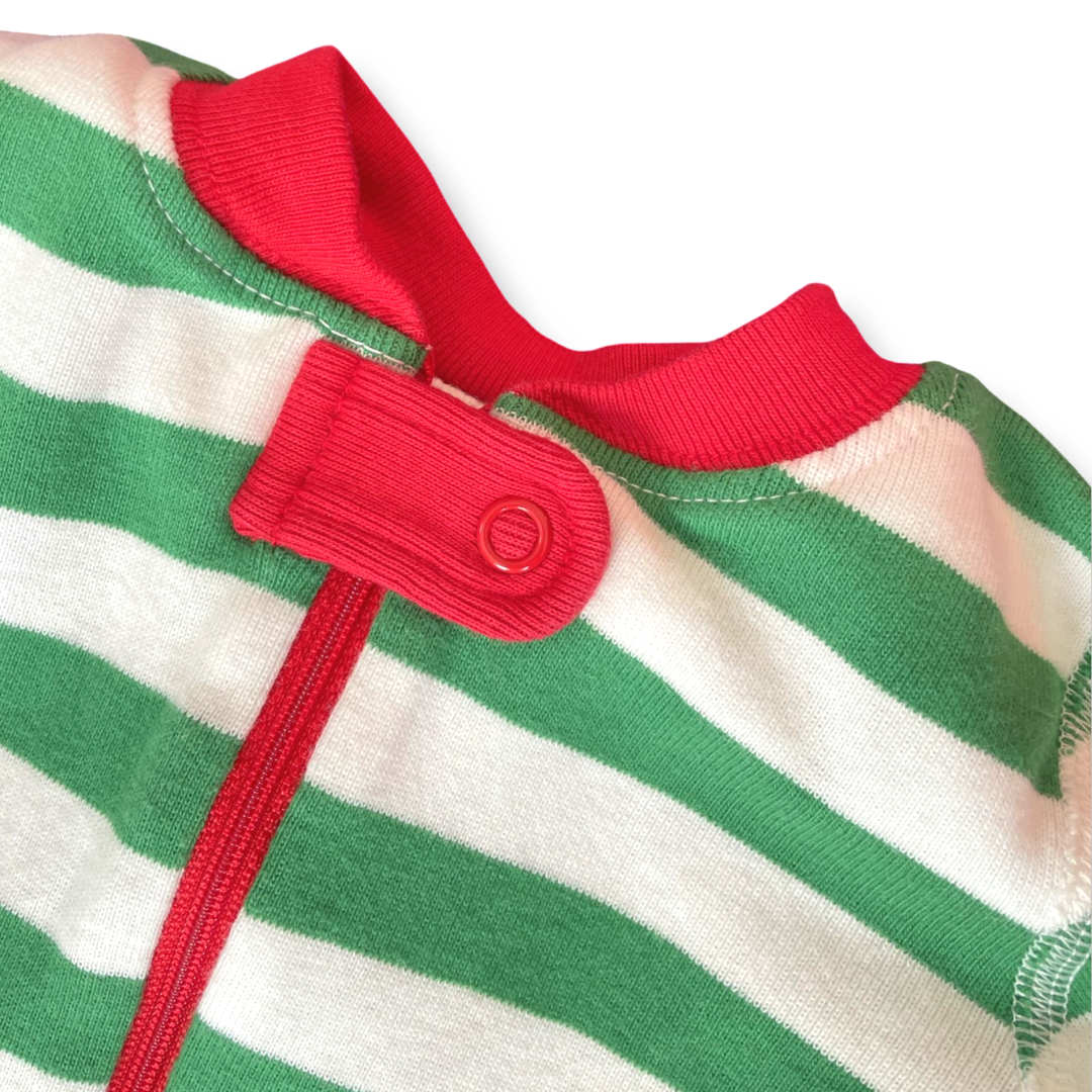 Hanna Andersson Holiday Green Stripe Pajamas - 3-6 mo.