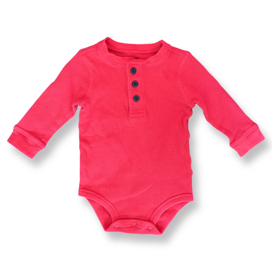 OshKosh Red Long-Sleeve Thermal Henley Onesie - 12 mo.