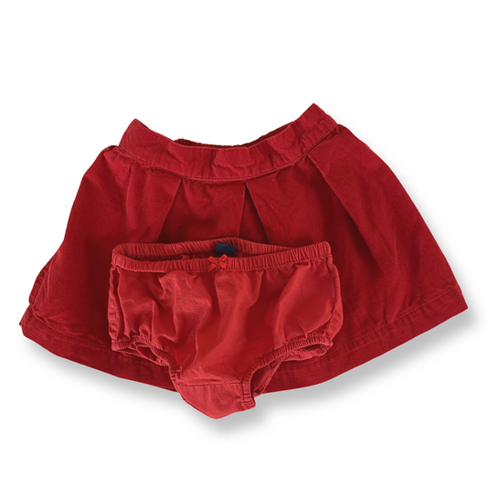 babyGap Red Pleated Corduroy Skirt w/ Bloomers - 2T