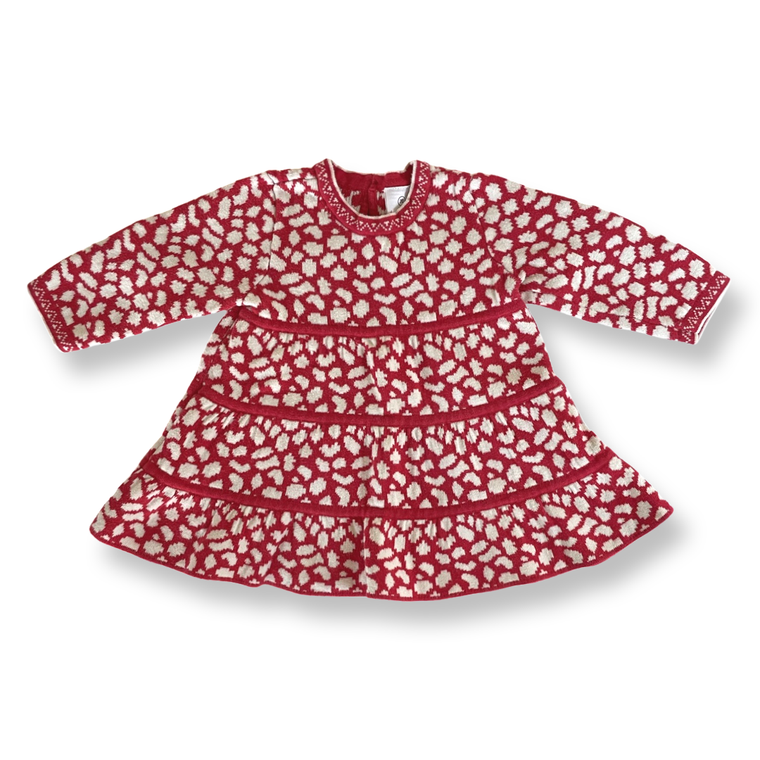 Hanna Andersson Red & White Knit Dress - 6-12 months