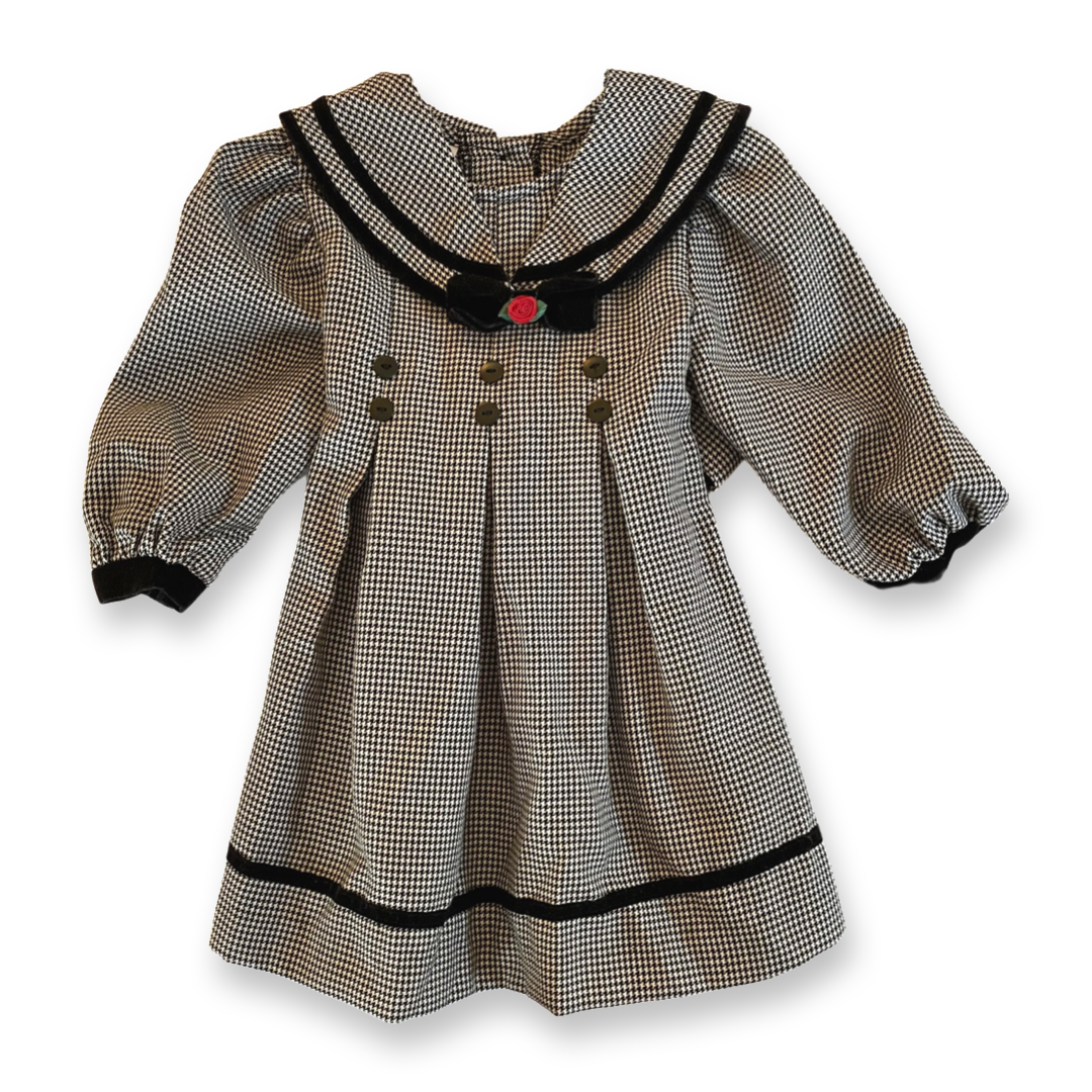 Vintage Bonnie Jean Houndstooth Holiday Dress - 2T