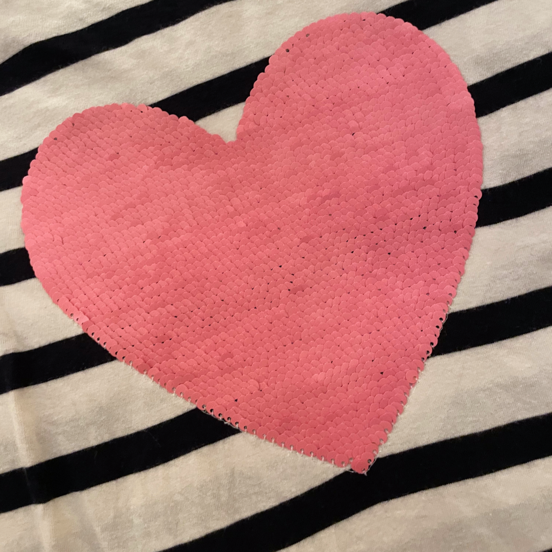 Gap Kids Supersoft Stripes & Sequined Heart Top - 10 youth
