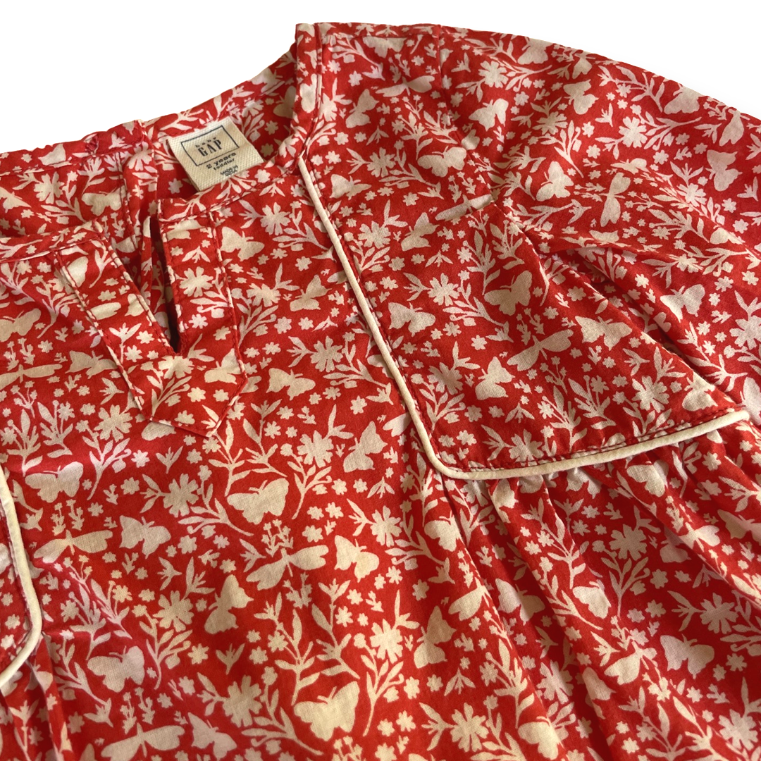 babyGap Long-Sleeve Red & White Butterfly Blouse - 2T