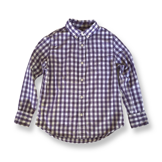 J.Crew crewcuts Purple & White Gingham Button-Down Shirt - 8 youth