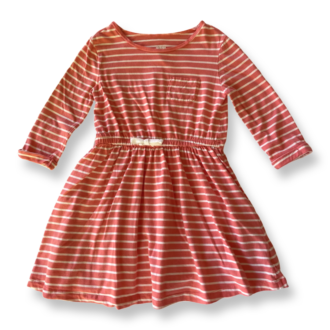 Gap Kids Peach & White Striped Dress - 6-7 youth