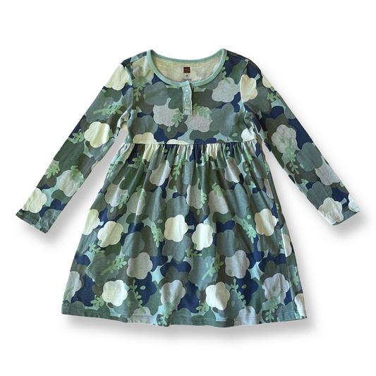 Tea Collection Blue-Green Abstract Floral Print Dress - 4T