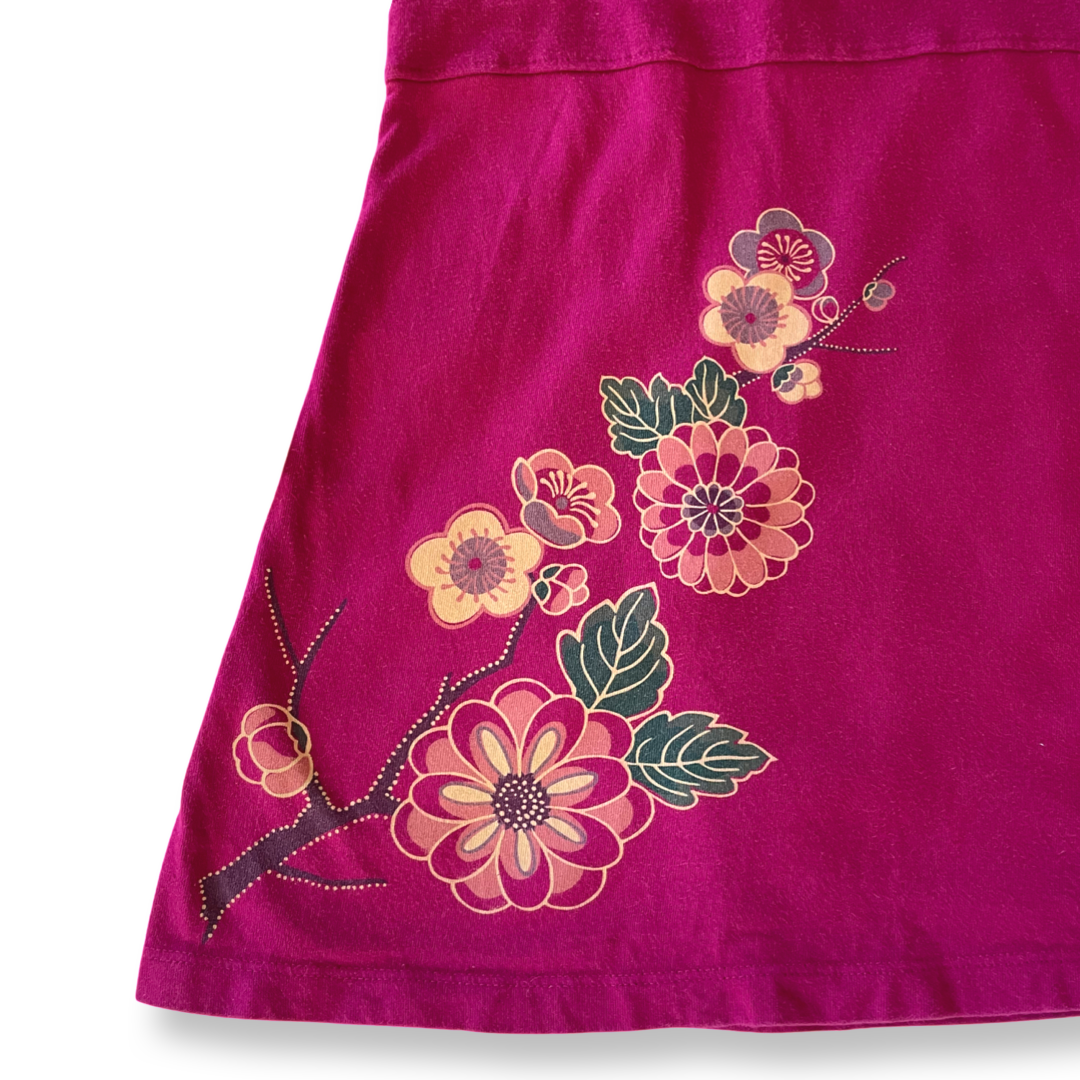 Tea Collection Magenta Cross-Top Floral Print Dress - 4T